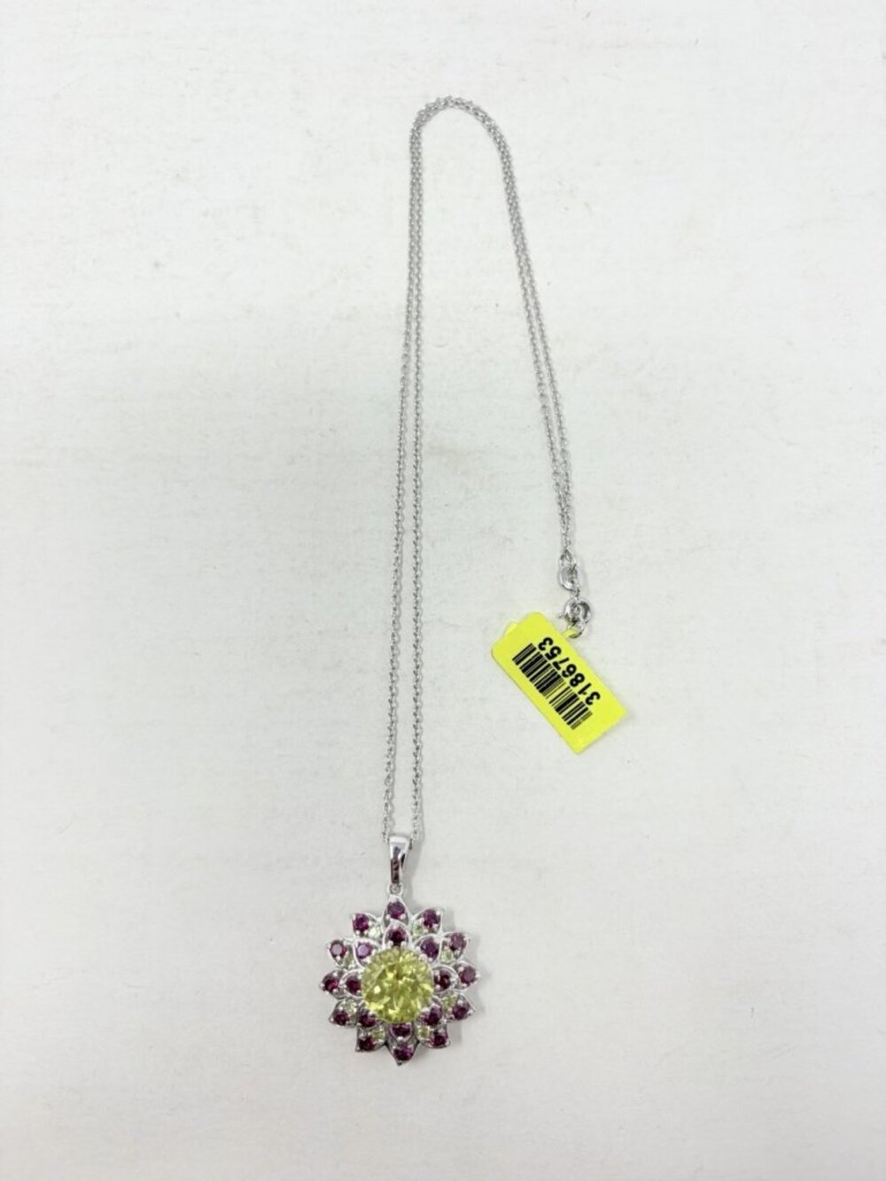 Shop LC Ouro Verde Quartz/Multi Gemstone Sterling Silver Flower Pendant 5595‎